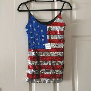 American Flag sequin tank top